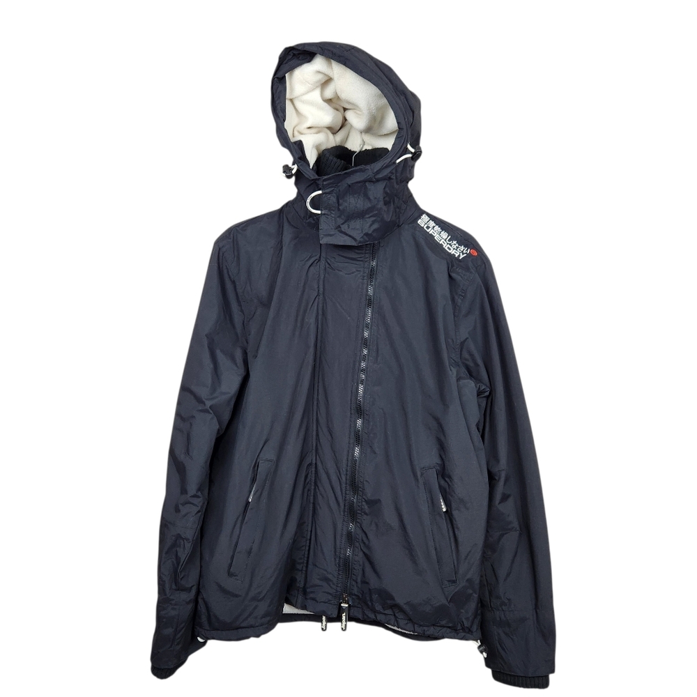 Superdry Orginial Windcheater Japan Black Windbreaker Jacket Hooded Mens Size M